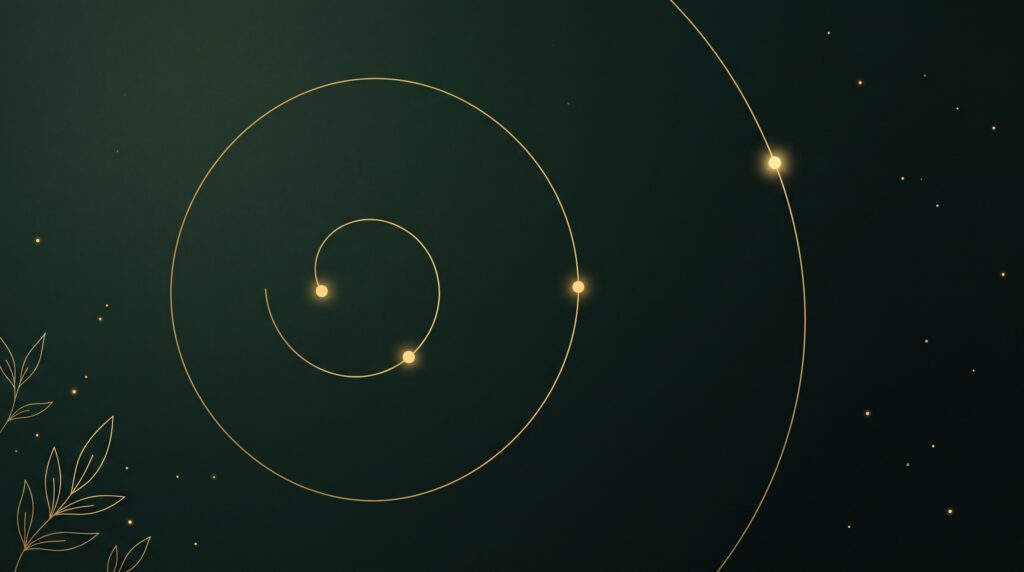 Espiral dorada representando la cronologia de integracion de 30 dias