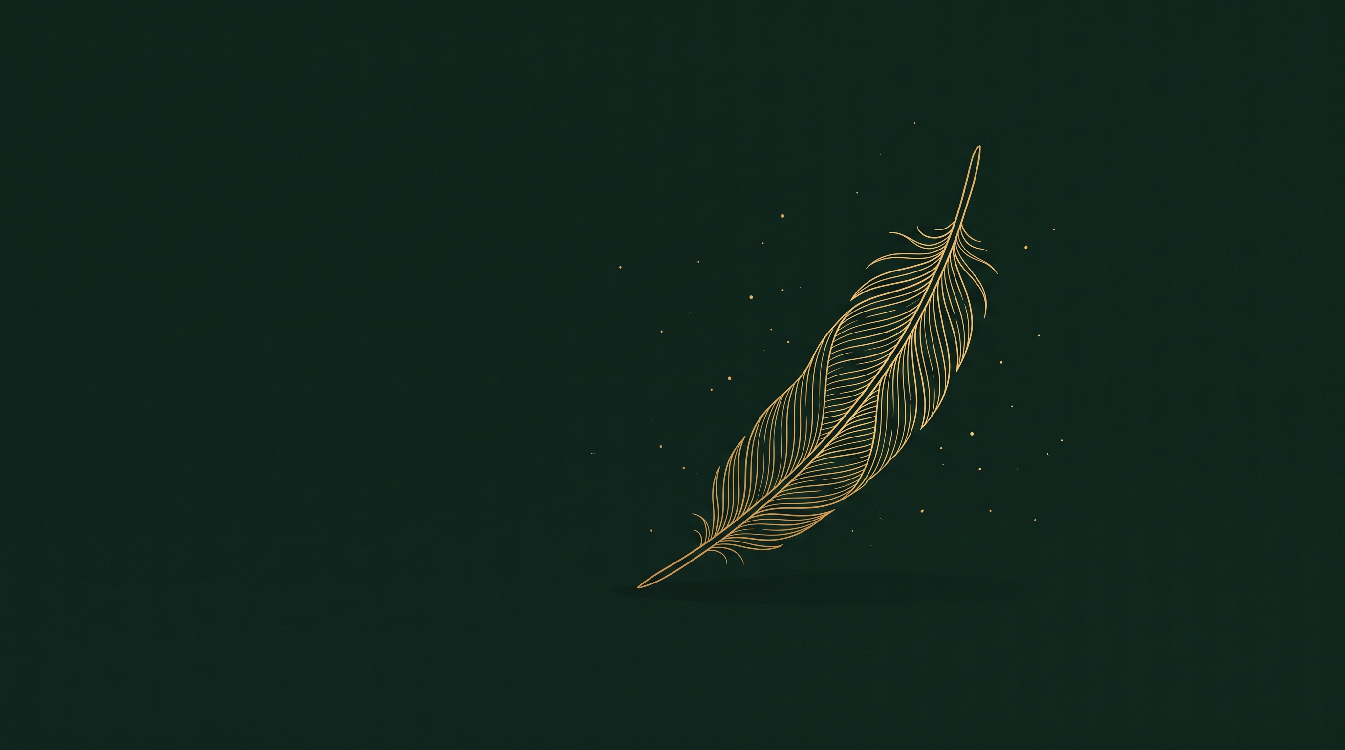Pluma dorada descendiendo, simbolo de aterrizaje tras el viaje